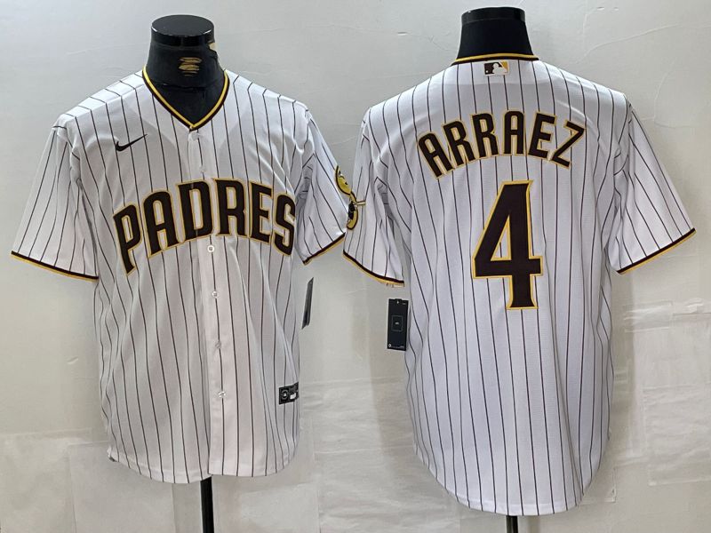 Men San Diego Padres #4 Arraez White stripe Game 2024 Nike MLB Jersey style 1